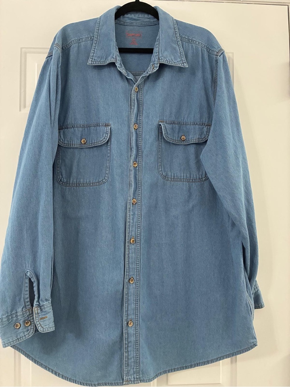 Men's Light Blue Denim Button-Down Shirt by